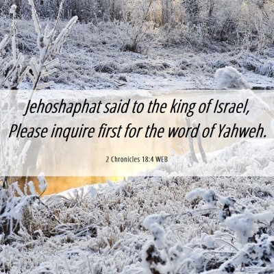 Picture 06 - 2 Chronicles 18:4 WEB - Jehoshaphat said to the king of Israel, Please - Bible Verse Picture