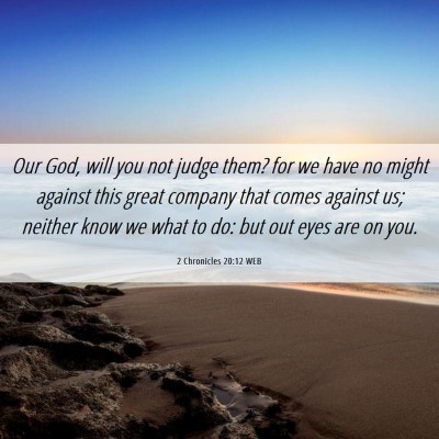 Picture 06 - 2 Chronicles 20:12 WEB - Our God, will you not judge them? for we have no - Bible Verse Picture