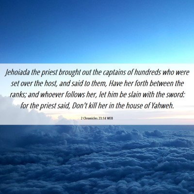 Picture 06 - 2 Chronicles 23:14 WEB - Jehoiada the priest brought out the captains of - Bible Verse Picture