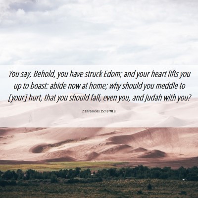 Picture 06 - 2 Chronicles 25:19 WEB - You say, Behold, you have struck Edom; and your - Bible Verse Picture