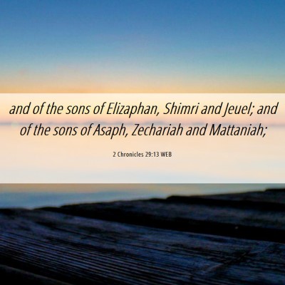 Picture 06 - 2 Chronicles 29:13 WEB - and of the sons of Elizaphan, Shimri and Jeuel; - Bible Verse Picture