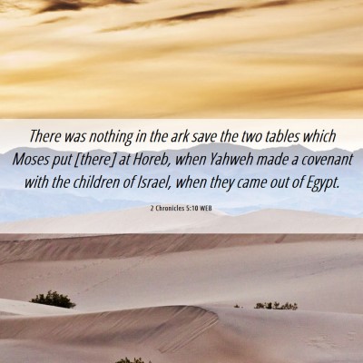 Picture 06 - 2 Chronicles 5:10 WEB - There was nothing in the ark save the two tables - Bible Verse Picture