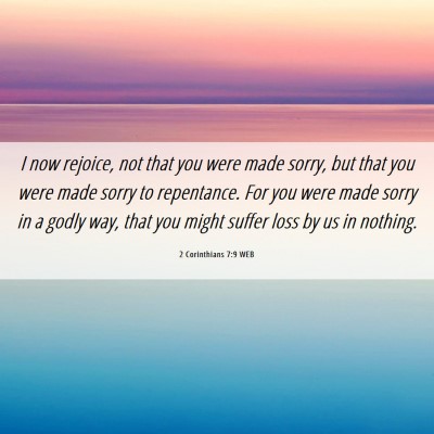 Picture 06 - 2 Corinthians 7:9 WEB - I now rejoice, not that you were made sorry, but - Bible Verse Picture