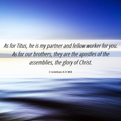 Picture 06 - 2 Corinthians 8:23 WEB - As for Titus, he is my partner and fellow worker - Bible Verse Picture