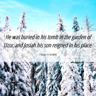 Picture 06 - 2 Kings 21:26 WEB - He was buried in his tomb in the garden of Uzza: - Bible Verse Picture