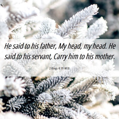 Picture 06 - 2 Kings 4:19 WEB - He said to his father, My head, my head. He said - Bible Verse Picture