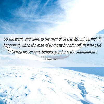 Picture 06 - 2 Kings 4:25 WEB - So she went, and came to the man of God to Mount - Bible Verse Picture