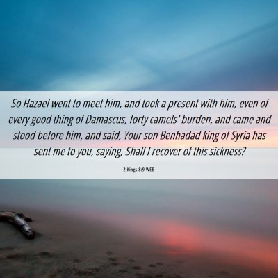 Picture 06 - 2 Kings 8:9 WEB - So Hazael went to meet him, and took a present - Bible Verse Picture