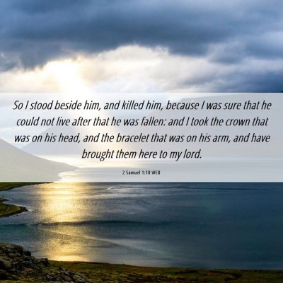 Picture 06 - 2 Samuel 1:10 WEB - So I stood beside him, and killed him, because I - Bible Verse Picture