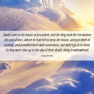 Picture 06 - 2 Samuel 20:3 WEB - David came to his house at Jerusalem; and the - Bible Verse Picture