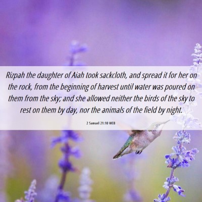 Picture 06 - 2 Samuel 21:10 WEB - Rizpah the daughter of Aiah took sackcloth, and - Bible Verse Picture