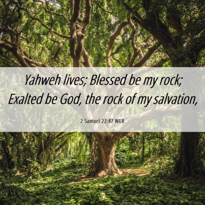 Picture 06 - 2 Samuel 22:47 WEB - Yahweh lives; Blessed be my rock; Exalted be God, - Bible Verse Picture