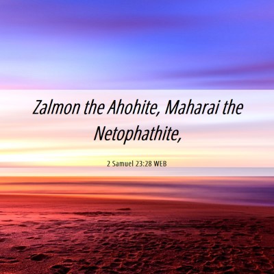 Picture 06 - 2 Samuel 23:28 WEB - Zalmon the Ahohite, Maharai the - Bible Verse Picture