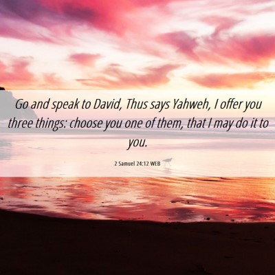 Picture 06 - 2 Samuel 24:12 WEB - Go and speak to David, Thus says Yahweh, I offer - Bible Verse Picture