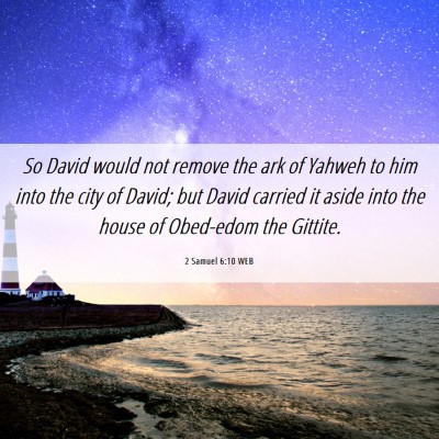 Picture 06 - 2 Samuel 6:10 WEB - So David would not remove the ark of Yahweh to - Bible Verse Picture