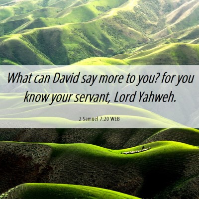 Picture 06 - 2 Samuel 7:20 WEB - What can David say more to you? for you know your - Bible Verse Picture