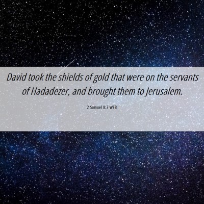Picture 06 - 2 Samuel 8:7 WEB - David took the shields of gold that were on the - Bible Verse Picture