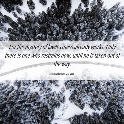 Picture 06 - 2 Thessalonians 2:7 WEB - For the mystery of lawlessness already works. - Bible Verse Picture