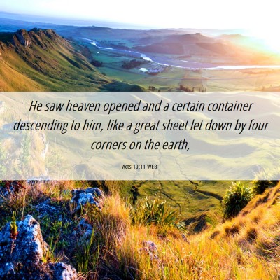 Picture 06 - Acts 10:11 WEB - He saw heaven opened and a certain container - Bible Verse Picture