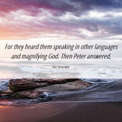 Picture 06 - Acts 10:46 WEB - For they heard them speaking in other languages - Bible Verse Picture