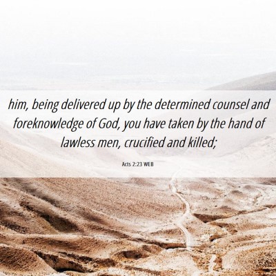 Picture 06 - Acts 2:23 WEB - him, being delivered up by the determined counsel - Bible Verse Picture