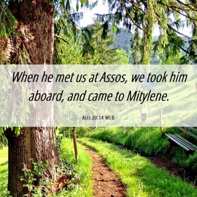 Picture 06 - Acts 20:14 WEB - When he met us at Assos, we took him aboard, and - Bible Verse Picture