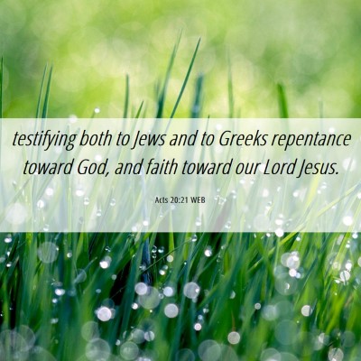 Picture 06 - Acts 20:21 WEB - testifying both to Jews and to Greeks repentance - Bible Verse Picture