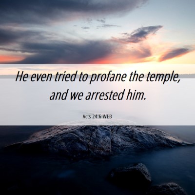Picture 06 - Acts 24:6 WEB - He even tried to profane the temple, and we - Bible Verse Picture