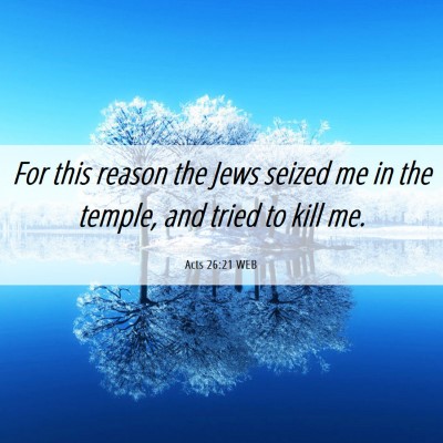 Picture 06 - Acts 26:21 WEB - For this reason the Jews seized me in the temple, - Bible Verse Picture