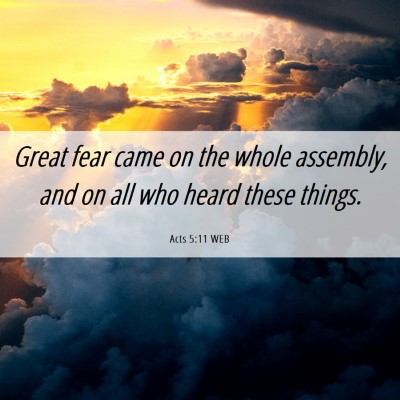 Picture 06 - Acts 5:11 WEB - Great fear came on the whole assembly, and on all - Bible Verse Picture