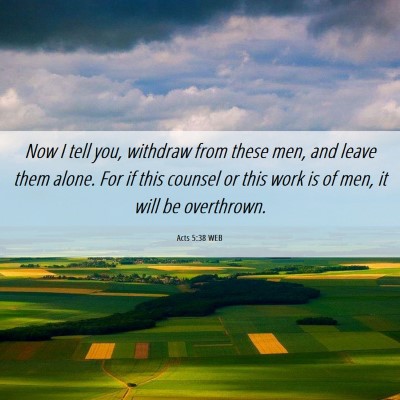 Picture 06 - Acts 5:38 WEB - Now I tell you, withdraw from these men, and - Bible Verse Picture