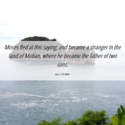 Picture 06 - Acts 7:29 WEB - Moses fled at this saying, and became a stranger - Bible Verse Picture