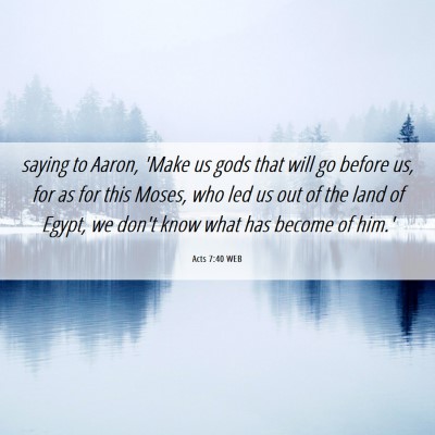 Picture 06 - Acts 7:40 WEB - saying to Aaron, 'Make us gods that will go - Bible Verse Picture