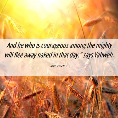 Picture 06 - Amos 2:16 WEB - And he who is courageous among the mighty will - Bible Verse Picture