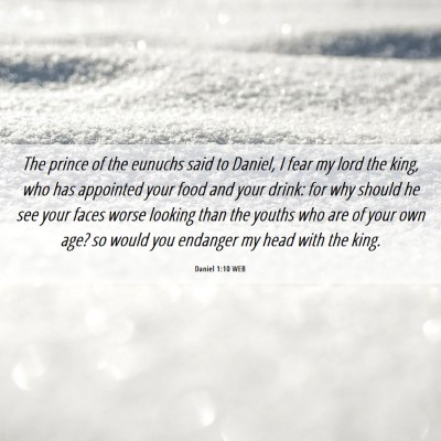 Picture 06 - Daniel 1:10 WEB - The prince of the eunuchs said to Daniel, I fear - Bible Verse Picture