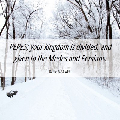 Picture 06 - Daniel 5:28 WEB - PERES; your kingdom is divided, and given to the - Bible Verse Picture