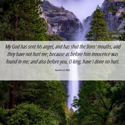 Picture 06 - Daniel 6:22 WEB - My God has sent his angel, and has shut the - Bible Verse Picture