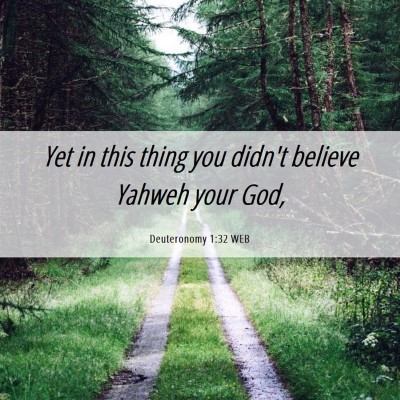 Picture 06 - Deuteronomy 1:32 WEB - Yet in this thing you didn't believe Yahweh your - Bible Verse Picture