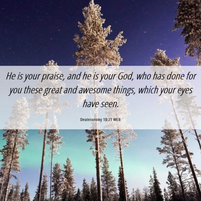 Picture 06 - Deuteronomy 10:21 WEB - He is your praise, and he is your God, who has - Bible Verse Picture