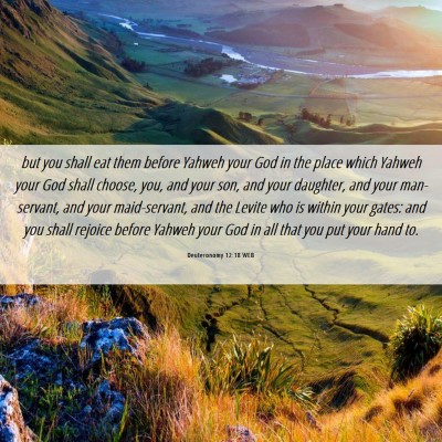 Picture 06 - Deuteronomy 12:18 WEB - but you shall eat them before Yahweh your God in - Bible Verse Picture