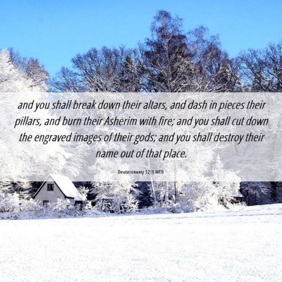 Picture 06 - Deuteronomy 12:3 WEB - and you shall break down their altars, and dash - Bible Verse Picture