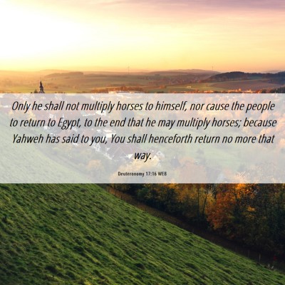 Picture 06 - Deuteronomy 17:16 WEB - Only he shall not multiply horses to himself, nor - Bible Verse Picture