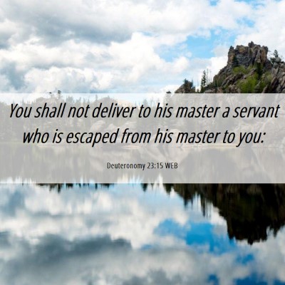 Picture 06 - Deuteronomy 23:15 WEB - You shall not deliver to his master a servant who - Bible Verse Picture