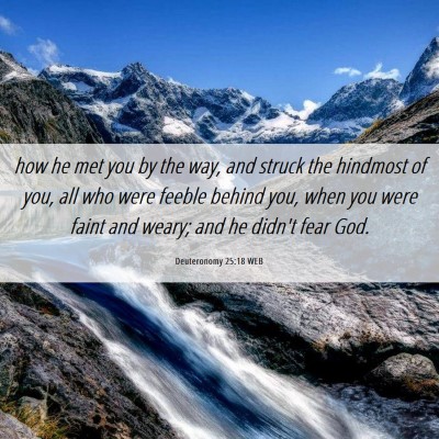 Picture 06 - Deuteronomy 25:18 WEB - how he met you by the way, and struck the - Bible Verse Picture