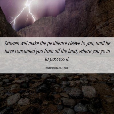 Picture 06 - Deuteronomy 28:21 WEB - Yahweh will make the pestilence cleave to you, - Bible Verse Picture