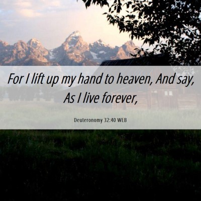 Picture 06 - Deuteronomy 32:40 WEB - For I lift up my hand to heaven, And say, As I - Bible Verse Picture