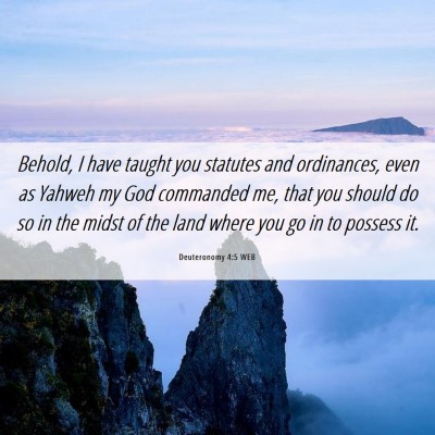 Picture 06 - Deuteronomy 4:5 WEB - Behold, I have taught you statutes and - Bible Verse Picture