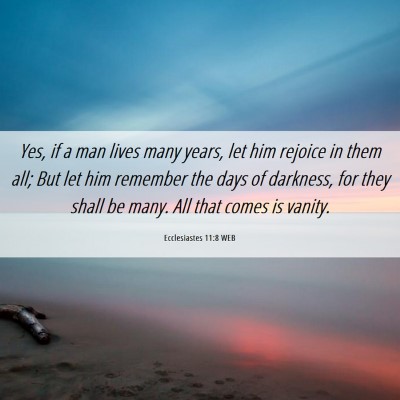 Picture 06 - Ecclesiastes 11:8 WEB - Yes, if a man lives many years, let him rejoice - Bible Verse Picture