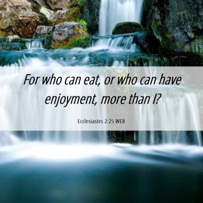 Picture 06 - Ecclesiastes 2:25 WEB - For who can eat, or who can have enjoyment, more - Bible Verse Picture