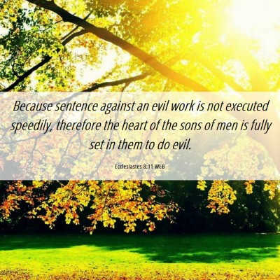 Picture 06 - Ecclesiastes 8:11 WEB - Because sentence against an evil work is not - Bible Verse Picture